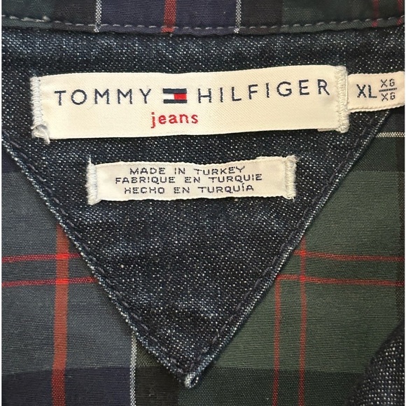 Tommy Hilfiger Dark Blue Jean Jacket with Plaid Accents - Picture 6 of 15